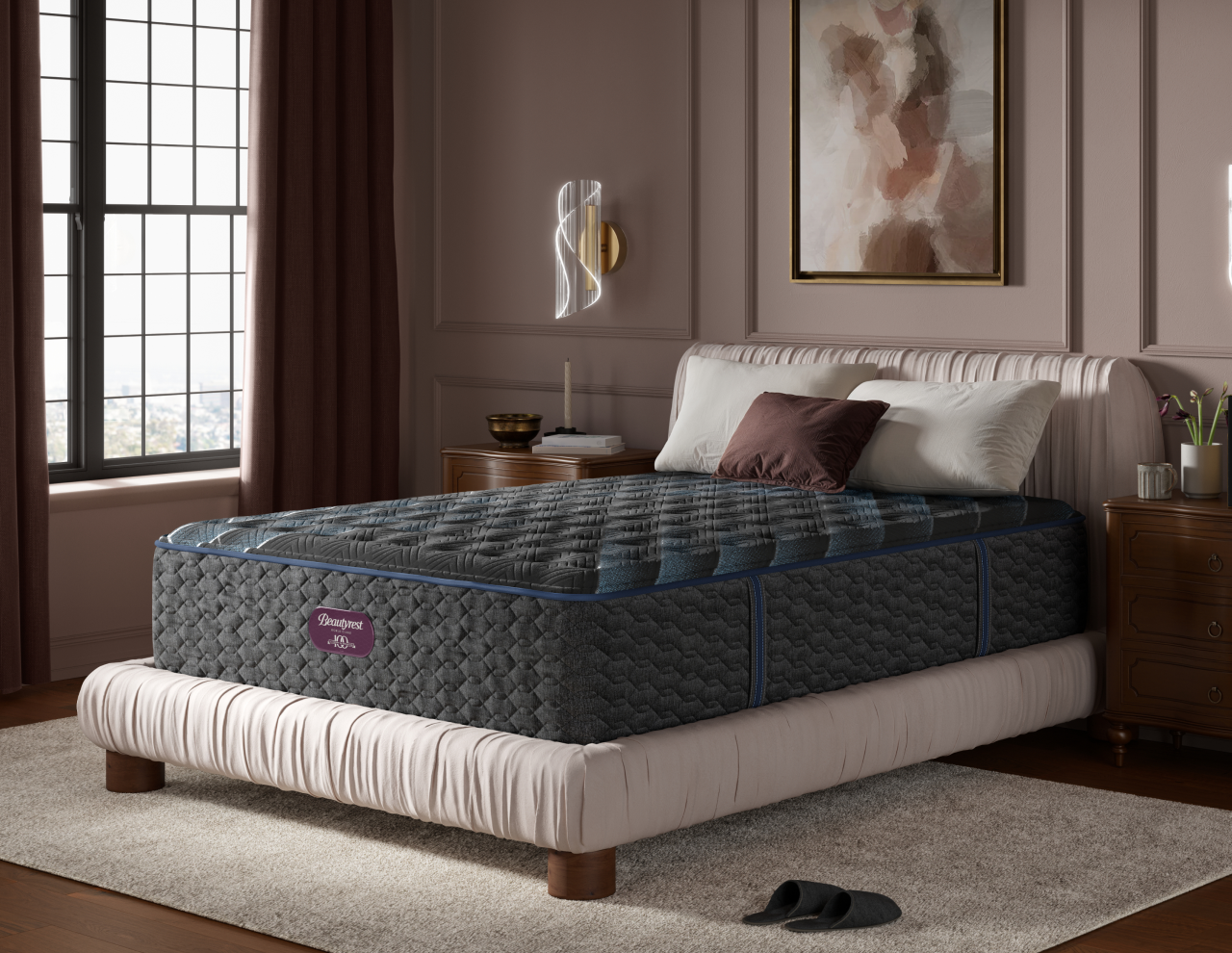 Luxury mattress in elegant bedroom setting