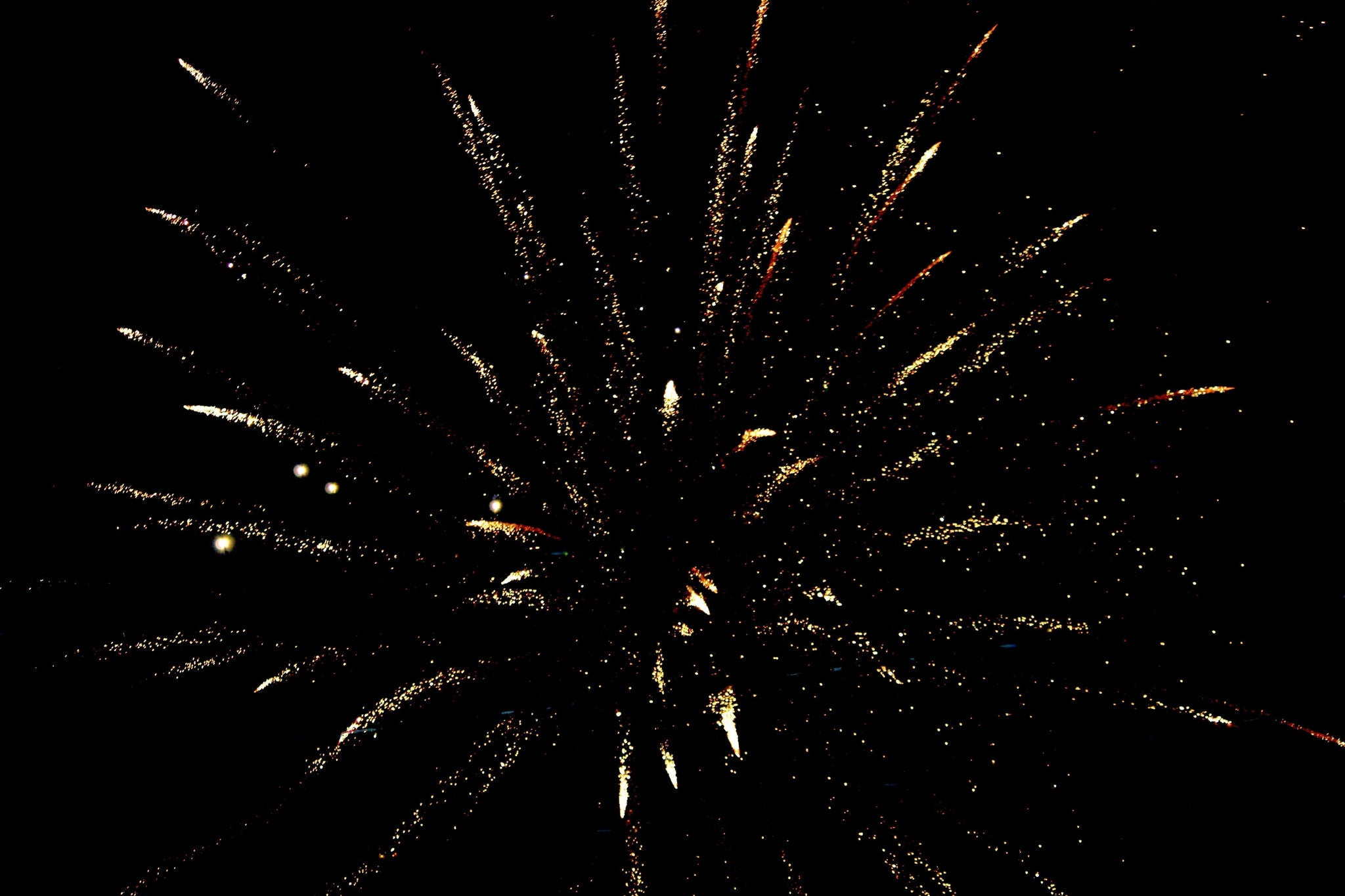 Bright fireworks bursting in night sky