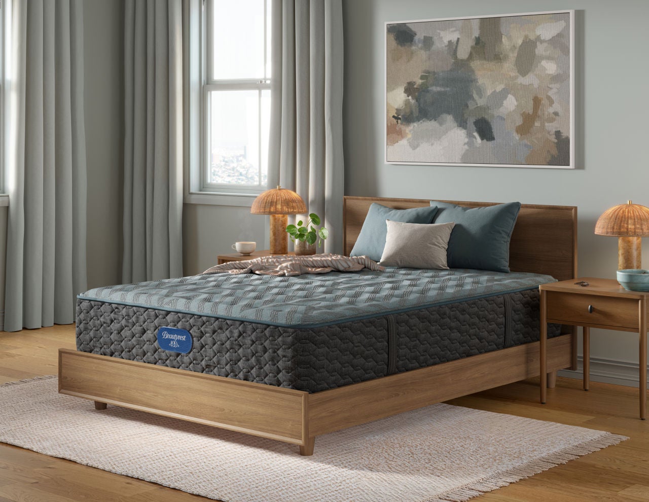 Modern bedroom with quilted mattress