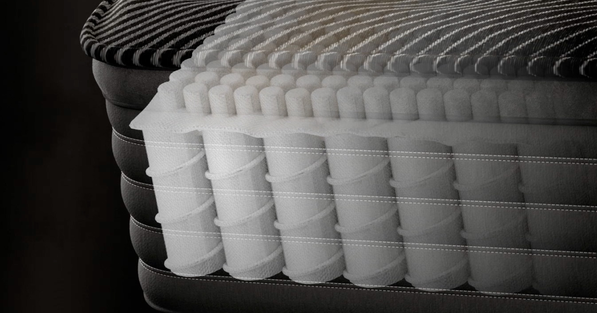 Cross-section of pocket coil mattress layers