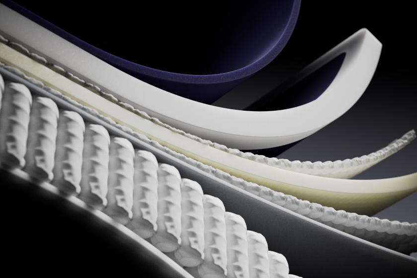 Layered materials in abstract composition