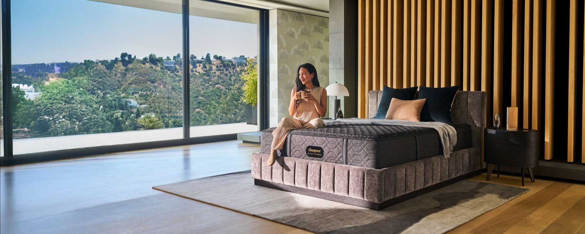 Luxury mattress in modern bedroom setting