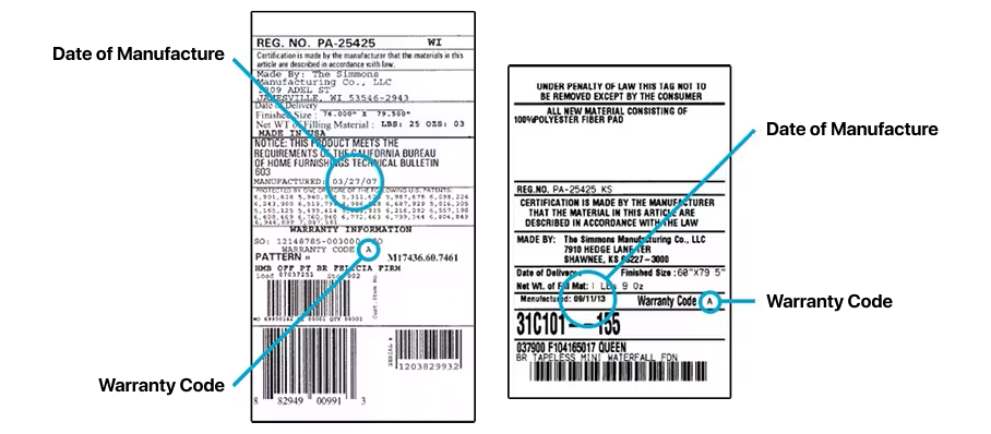 Product labels with warranty details