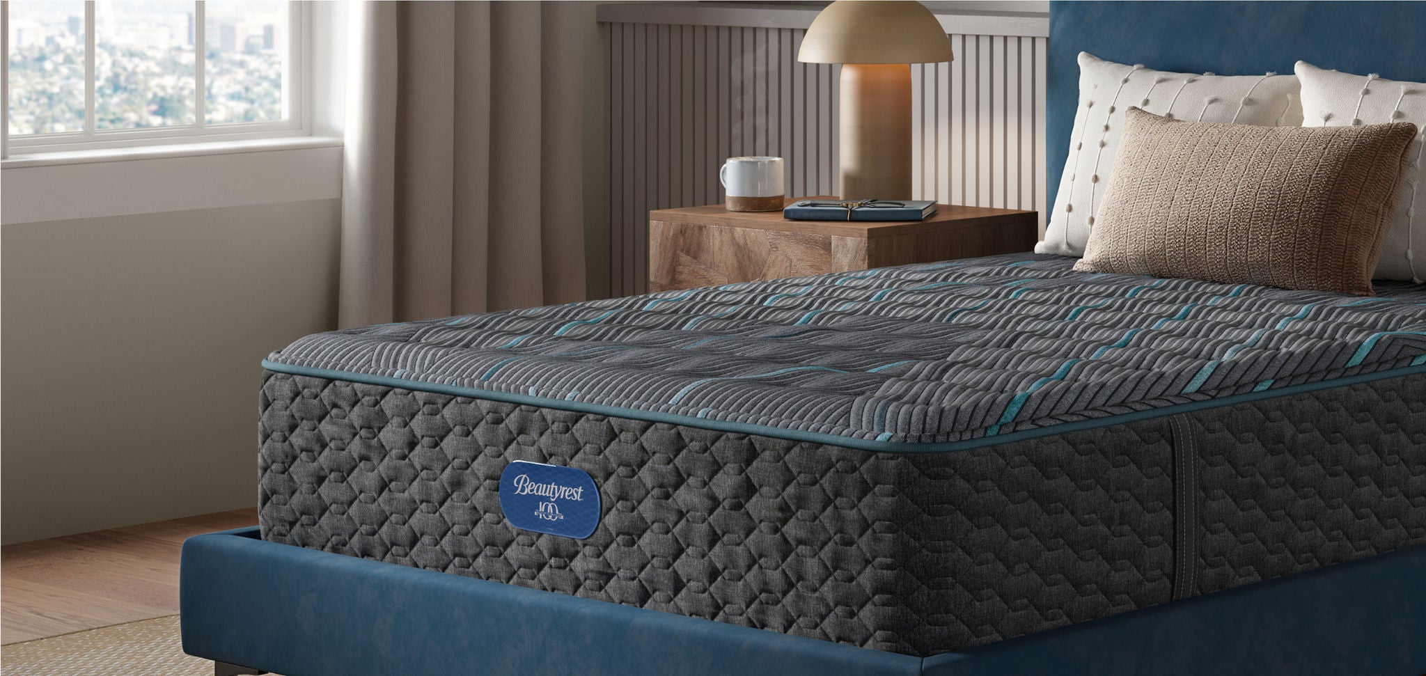 Luxury mattress in modern bedroom setting