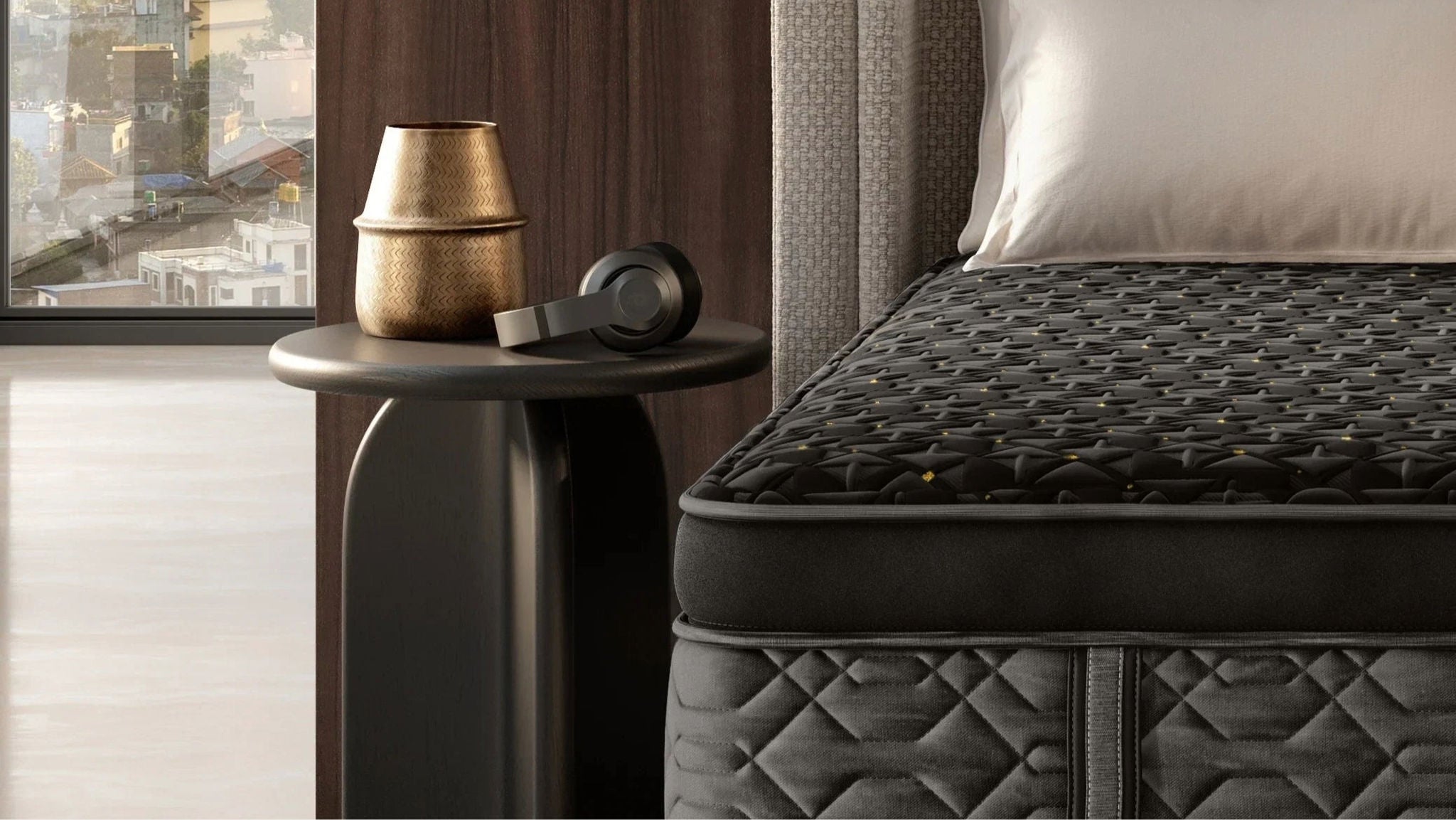 Luxury mattress in modern bedroom setting