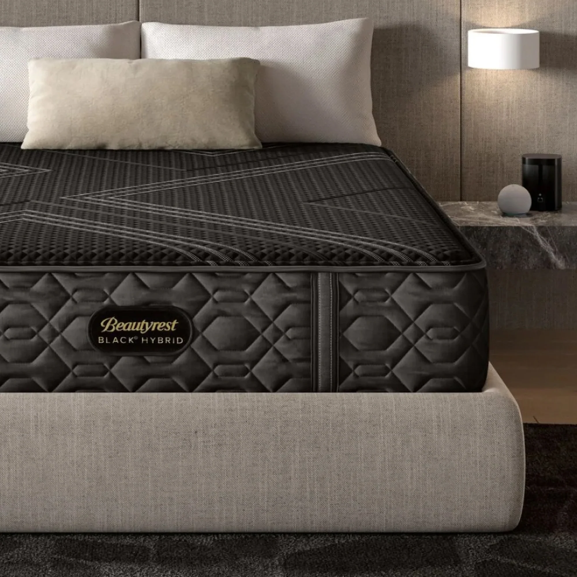 Beautyrest Black Hybrid Mattress in Modern Bedroom