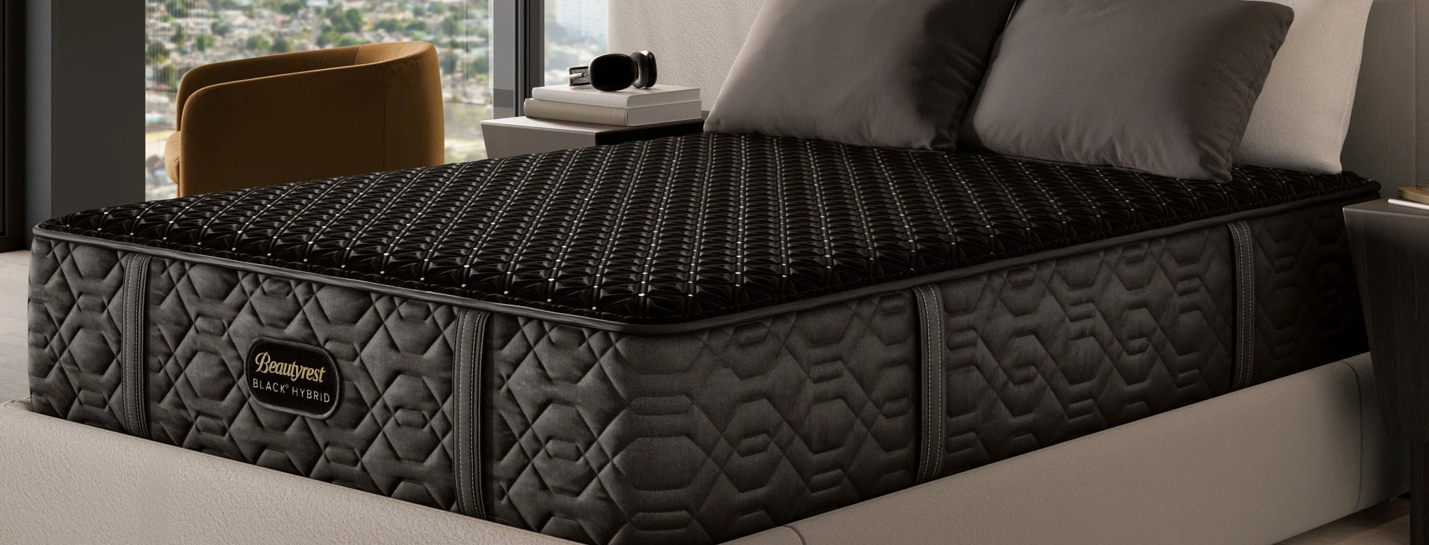 Luxury mattress in modern bedroom setting