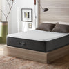 The Beautyrest Select hybrid mattress in a bedroom on a wooden bed ||feel: Firm