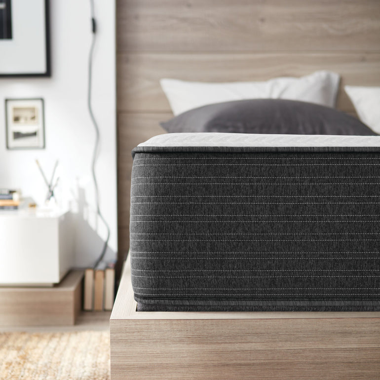 Corner view of the Beautyrest Select hybrid mattress ||feel: medium