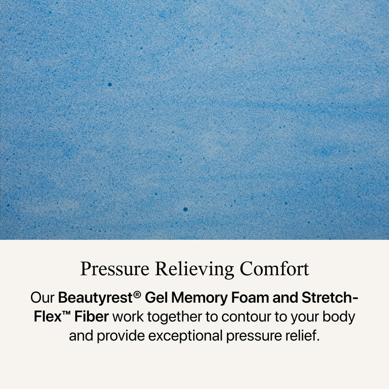 Close-up view of the gel memory foam in the Beautyrest Select mattress ||feel: Medium