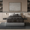 The Beautyrest Black medium mattress in a bedroom on a light grey bed frame || series: Series One || feel: medium