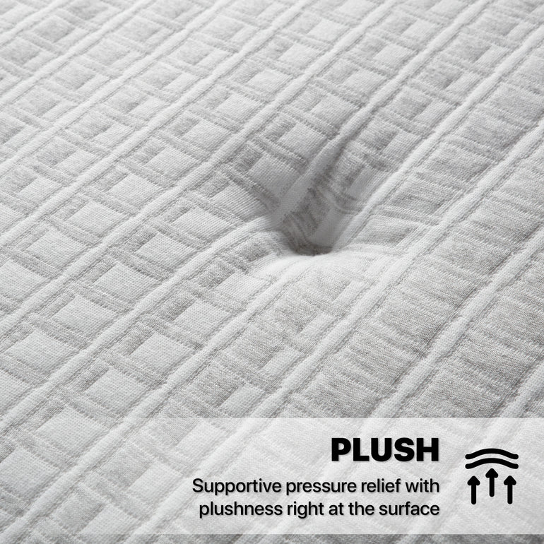 Close-up view of the fabric on the Beautyrest Silver BRS900-C Plush mattress