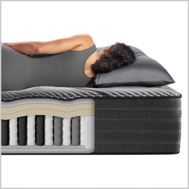 Diagram showing the material inside the Beautyrest Black hybrid mattress||series: enhanced lx-class||feel: medium