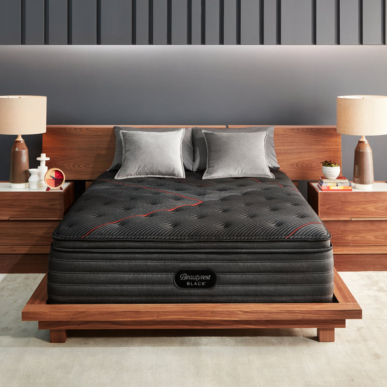 The Beautyrest Black deluxe c-class mattress in a bedroom ||series: deluxe c-class|| feel: medium pillow top