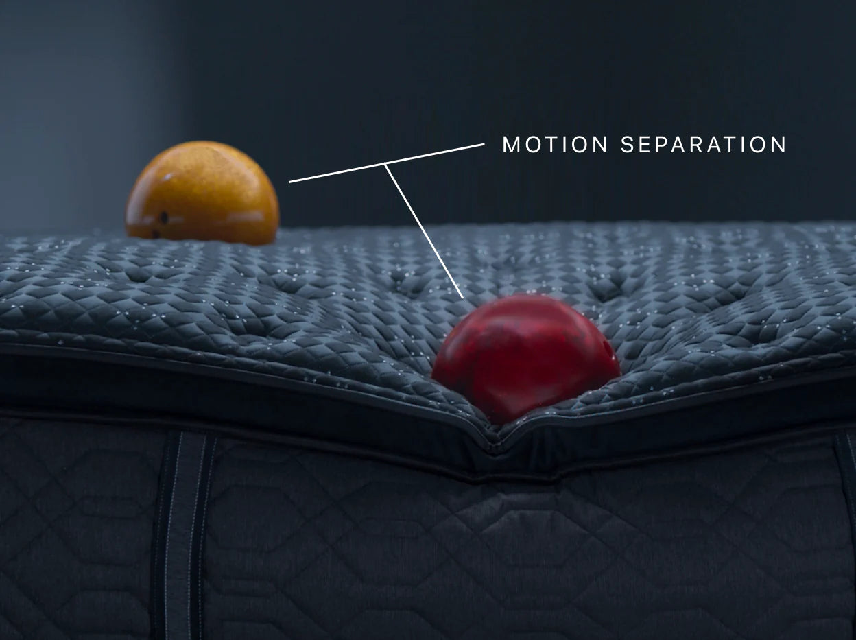 2 bowling balls on a mattress depicting motion separation