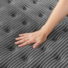 Hand pressing the fabric of the Beautyrest Black mattress || series: grand b-class || feel: extra firm