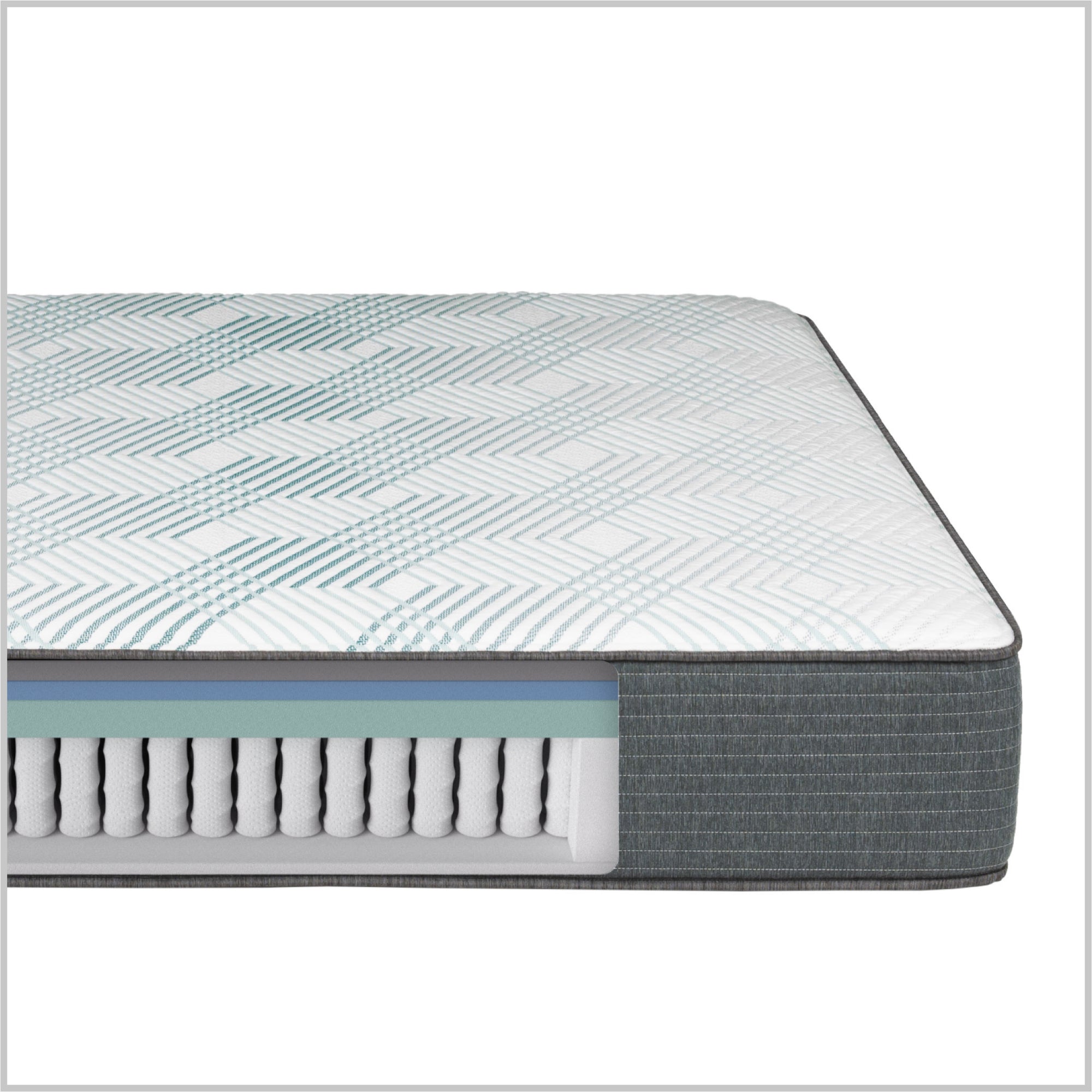 Diagram showing the material inside the Beautyrest PressureSmart mattress||feel: medium||series: hybrid