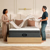 Man and woman folding the sheets for a Beautyrest PressureSmart mattress||feel: plush pillow top||series: lux